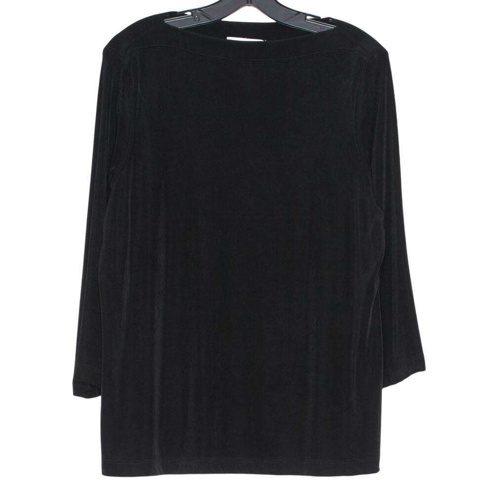 Coldwater Creek Top 3/4 Sleeve Slinky Minimalist Travel Workwear Black Plus 1X
